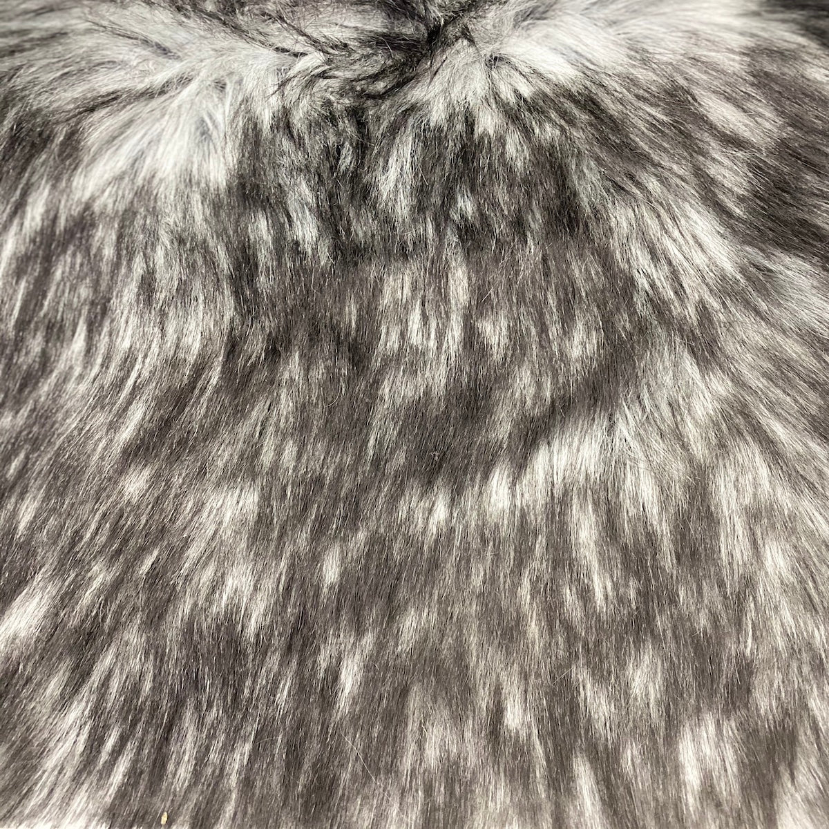 Gray Black Husky Print Long Pile Shaggy Faux Fur Fabric