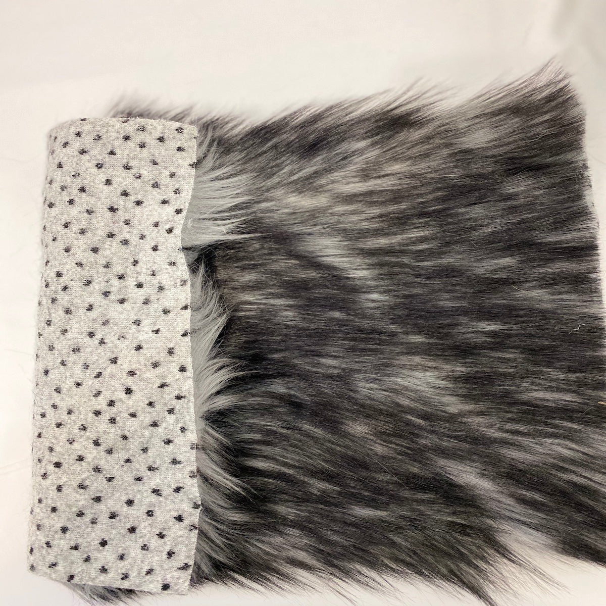 Gray Black Husky Print Long Pile Shaggy Faux Fur Fabric - Fashion Fabrics LLC