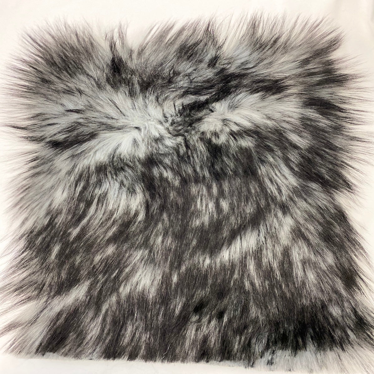 Gray Black Husky Print Long Pile Shaggy Faux Fur Fabric - Fashion Fabrics LLC