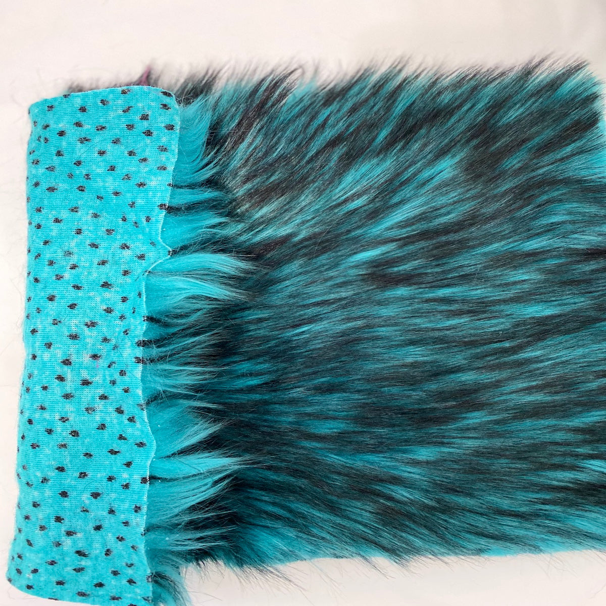 Turquoise Blue Black Husky Print Long Pile Shaggy Faux Fur Fabric - Fashion Fabrics LLC