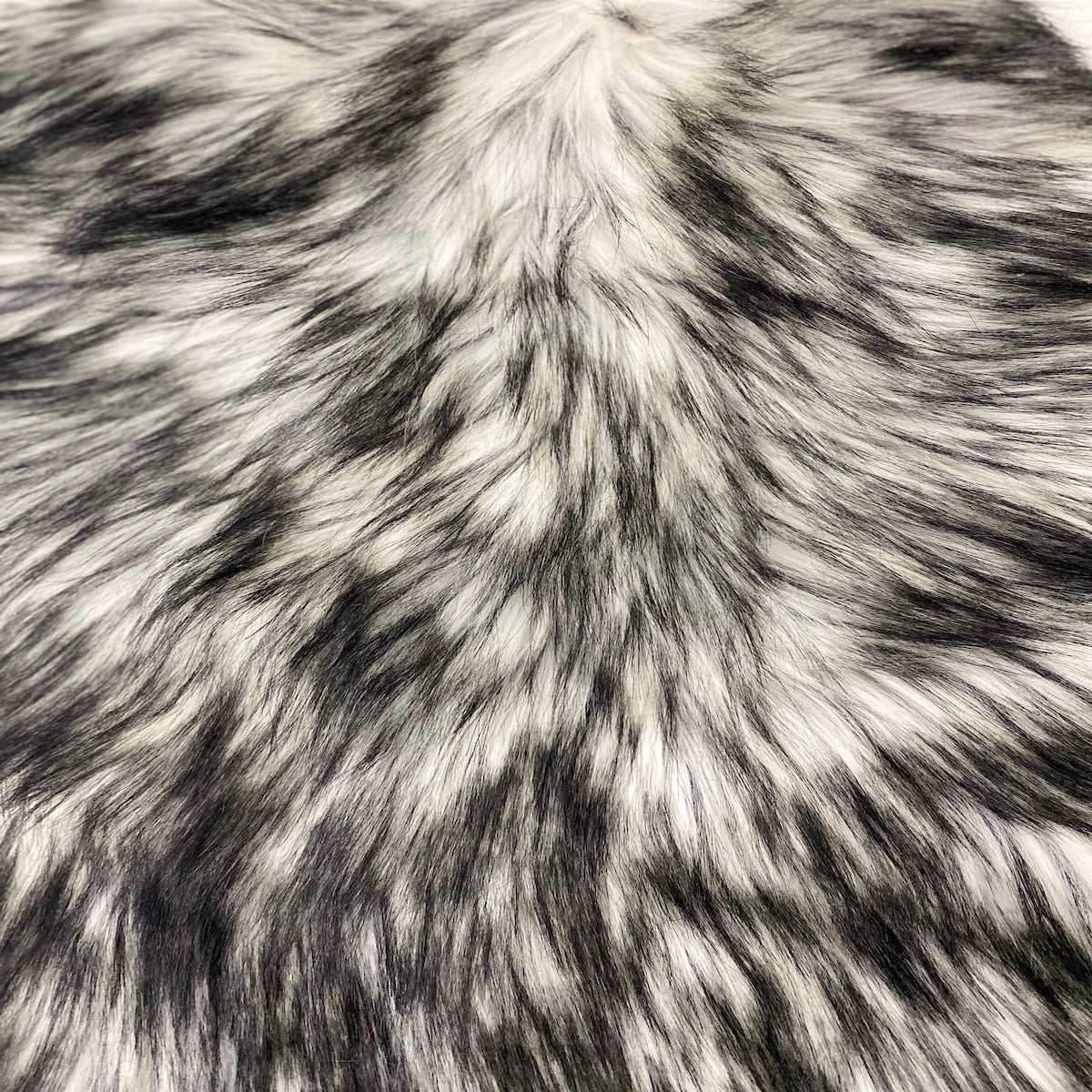 White Black Husky Print Long Pile Shaggy Faux Fur Fabric - Fashion Fabrics LLC