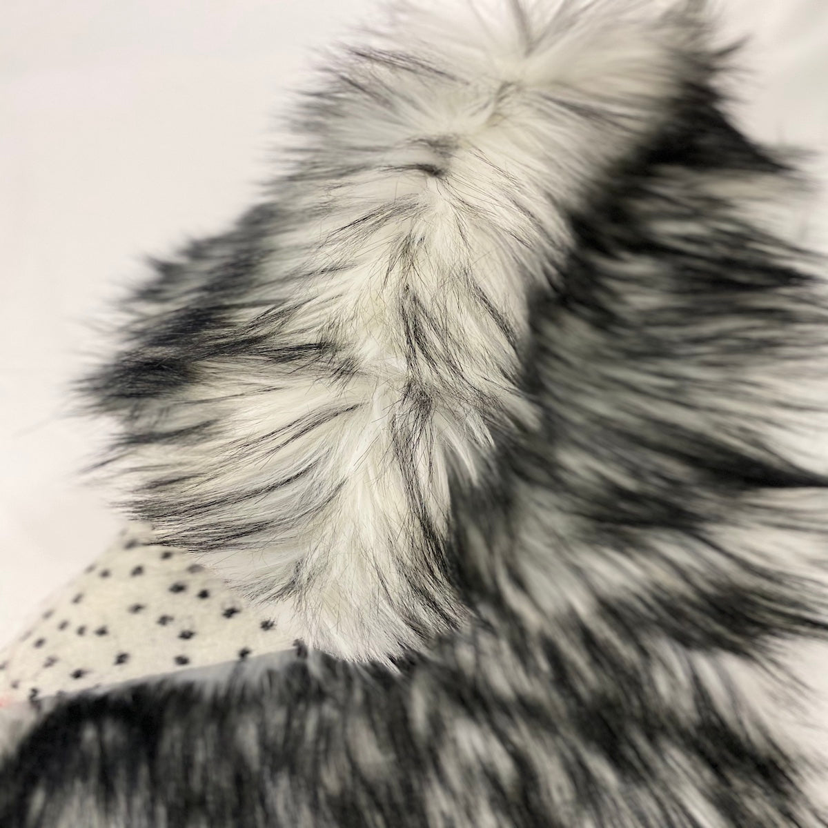 White Black Husky Print Long Pile Shaggy Faux Fur Fabric - Fashion Fabrics LLC
