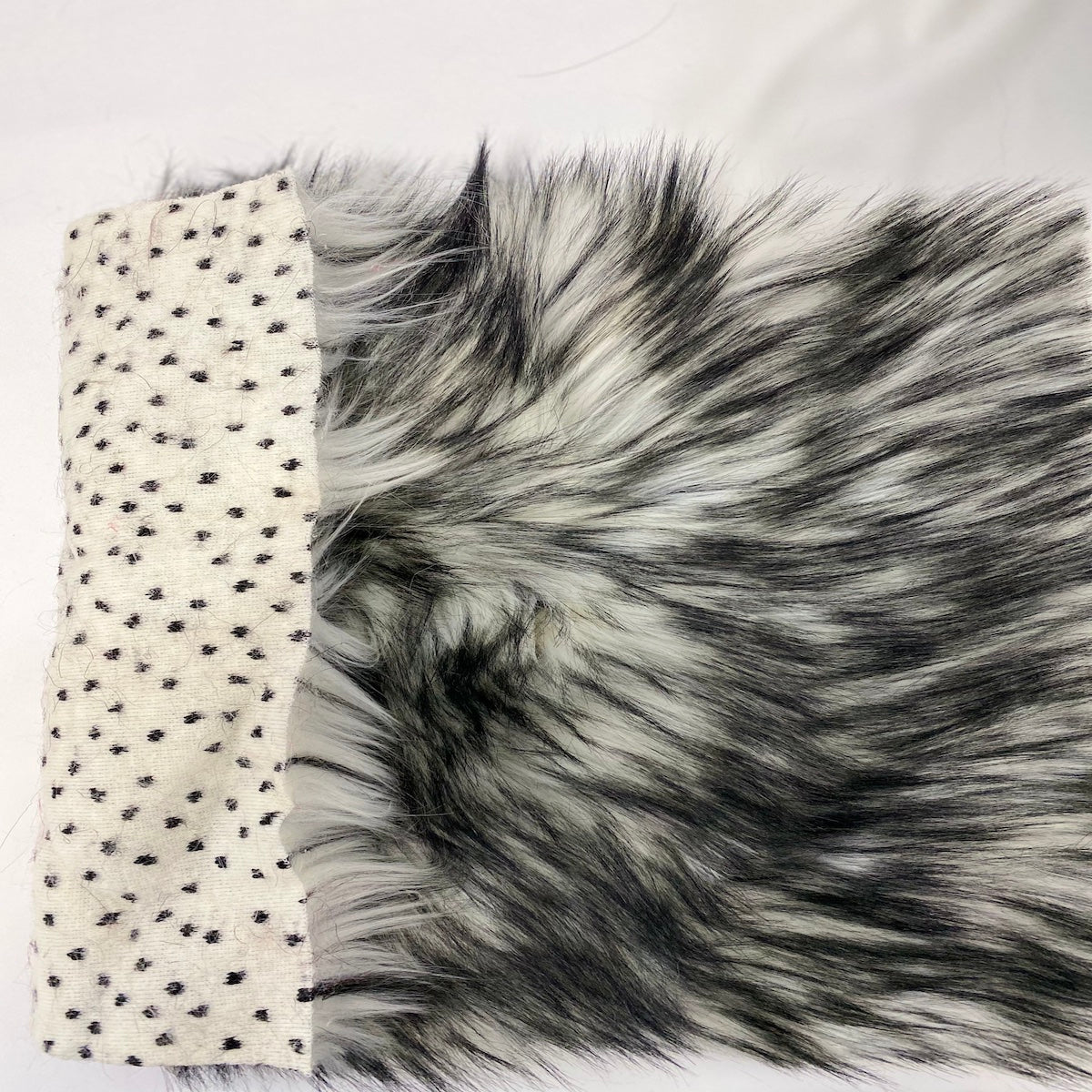 Fancy Feather Black Gray Faux Fur Fabric By The Yard, Long Pile Fur Fabric