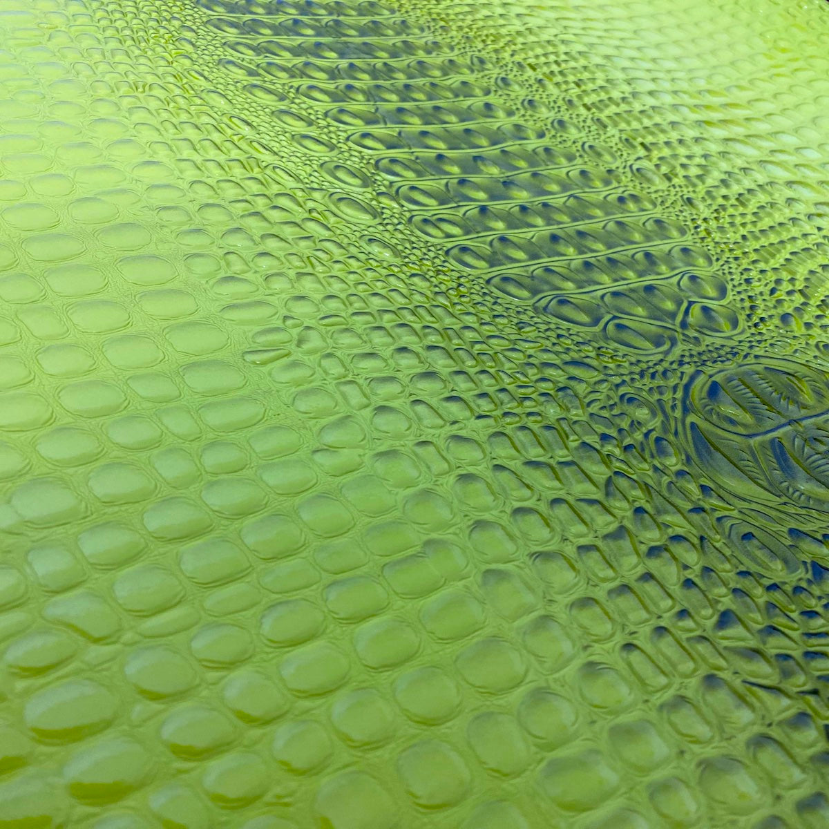 Lime Green Aussie 3D Embossed Gator Vinyl Fabric - Fashion Fabrics LLC