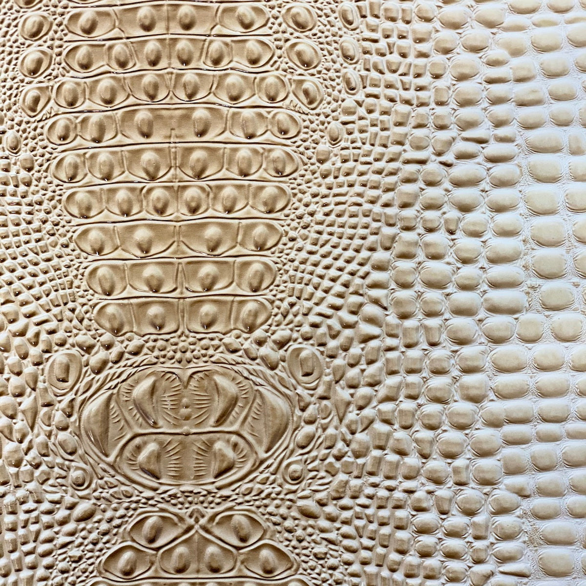 Light Beige Aussie 3D Embossed Gator Vinyl Fabric - Fashion Fabrics LLC