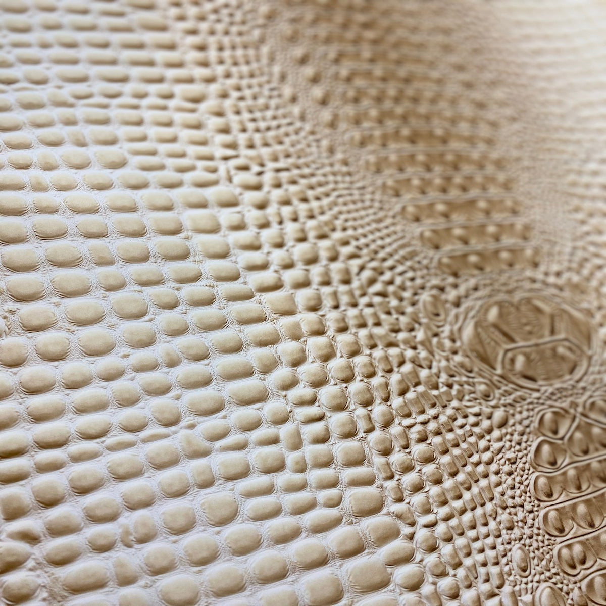 Light Beige Aussie 3D Embossed Gator Vinyl Fabric - Fashion Fabrics LLC