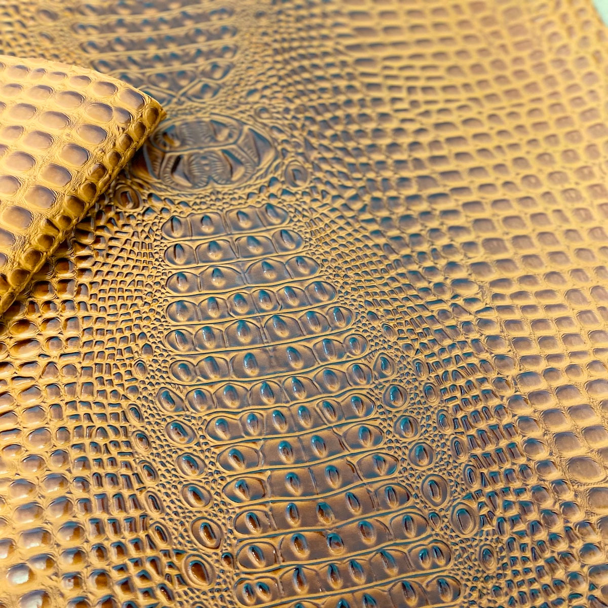 Gingerbread Brown Aussie 3D Embossed Gator Vinyl Fabric - Fashion Fabrics LLC