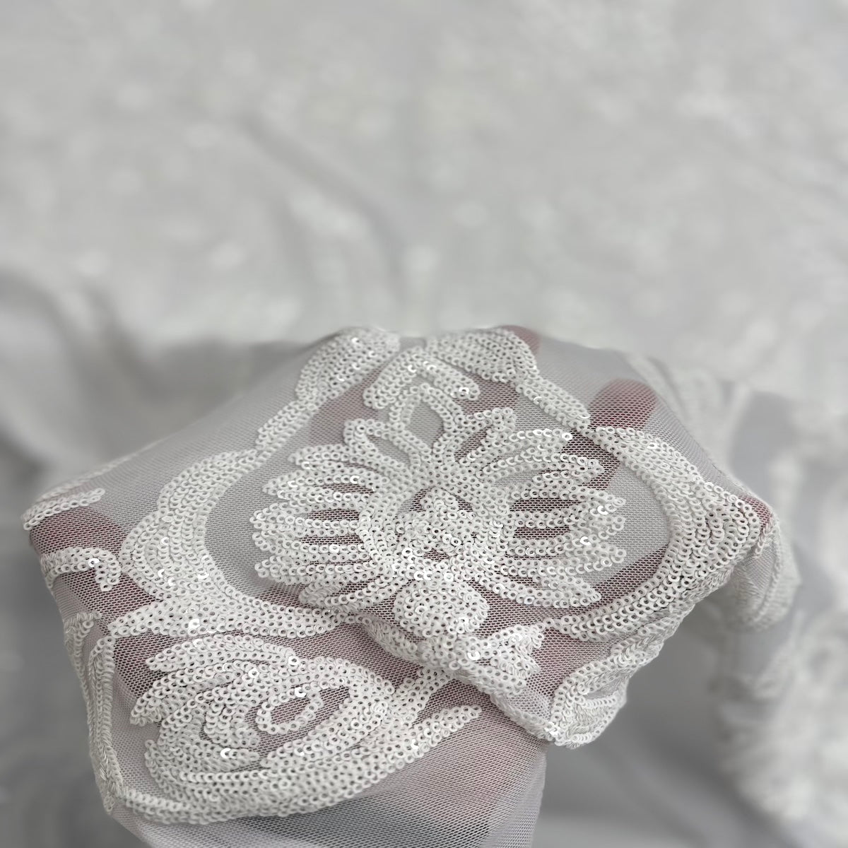 Catina Damask Stretch Sequins Fabric - Fashion Fabrics LLC