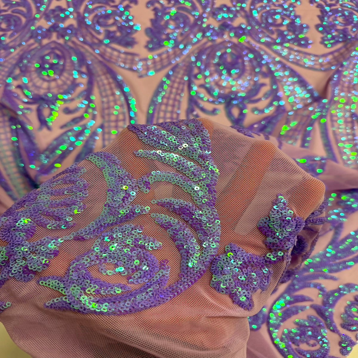 Catina Damask Stretch Sequins Fabric - Fashion Fabrics LLC