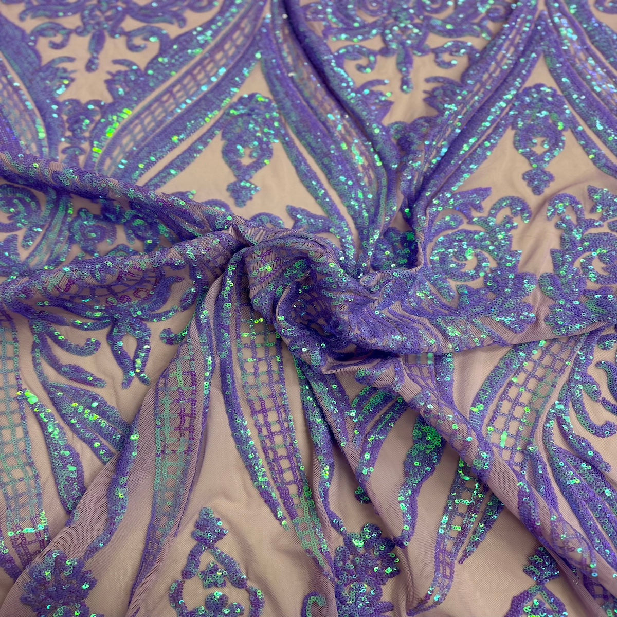 Catina Damask Stretch Sequins Fabric - Fashion Fabrics LLC