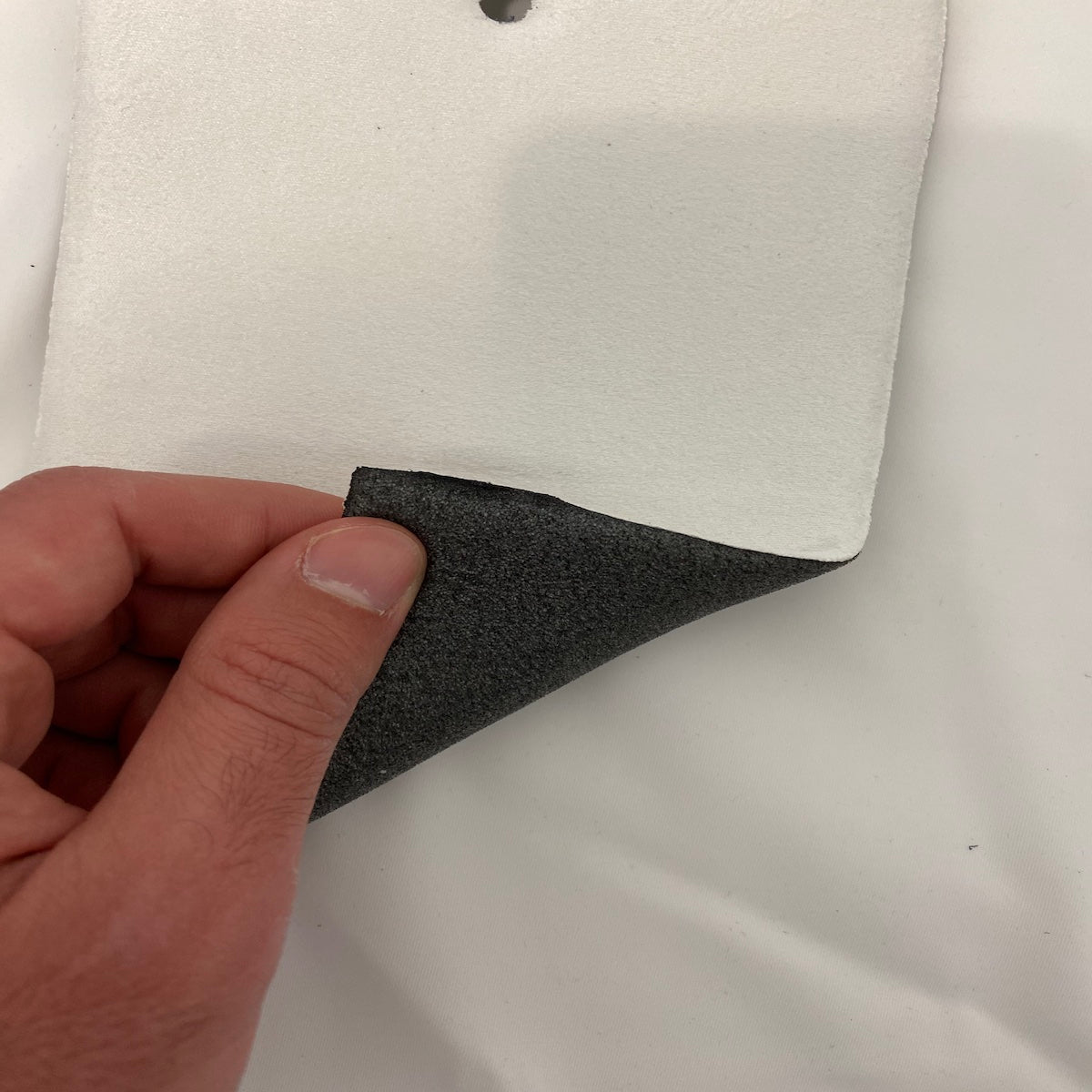 White Luxury Stretch Suede Foam Backed Headliner Fabric - Fashion Fabrics LLC