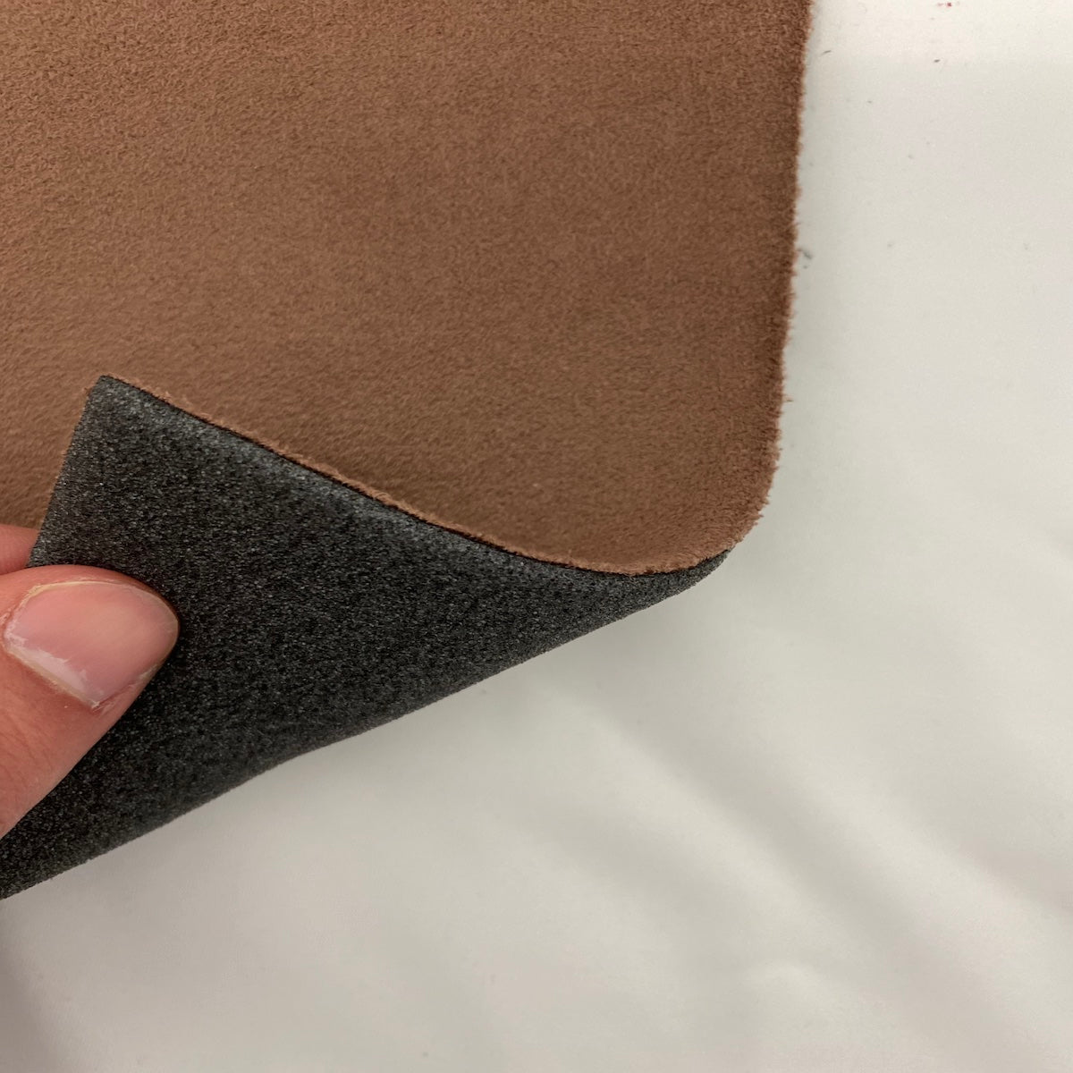 Mocha Brown Luxury Stretch Suede Foam Backed Headliner Fabric - Fashion Fabrics LLC