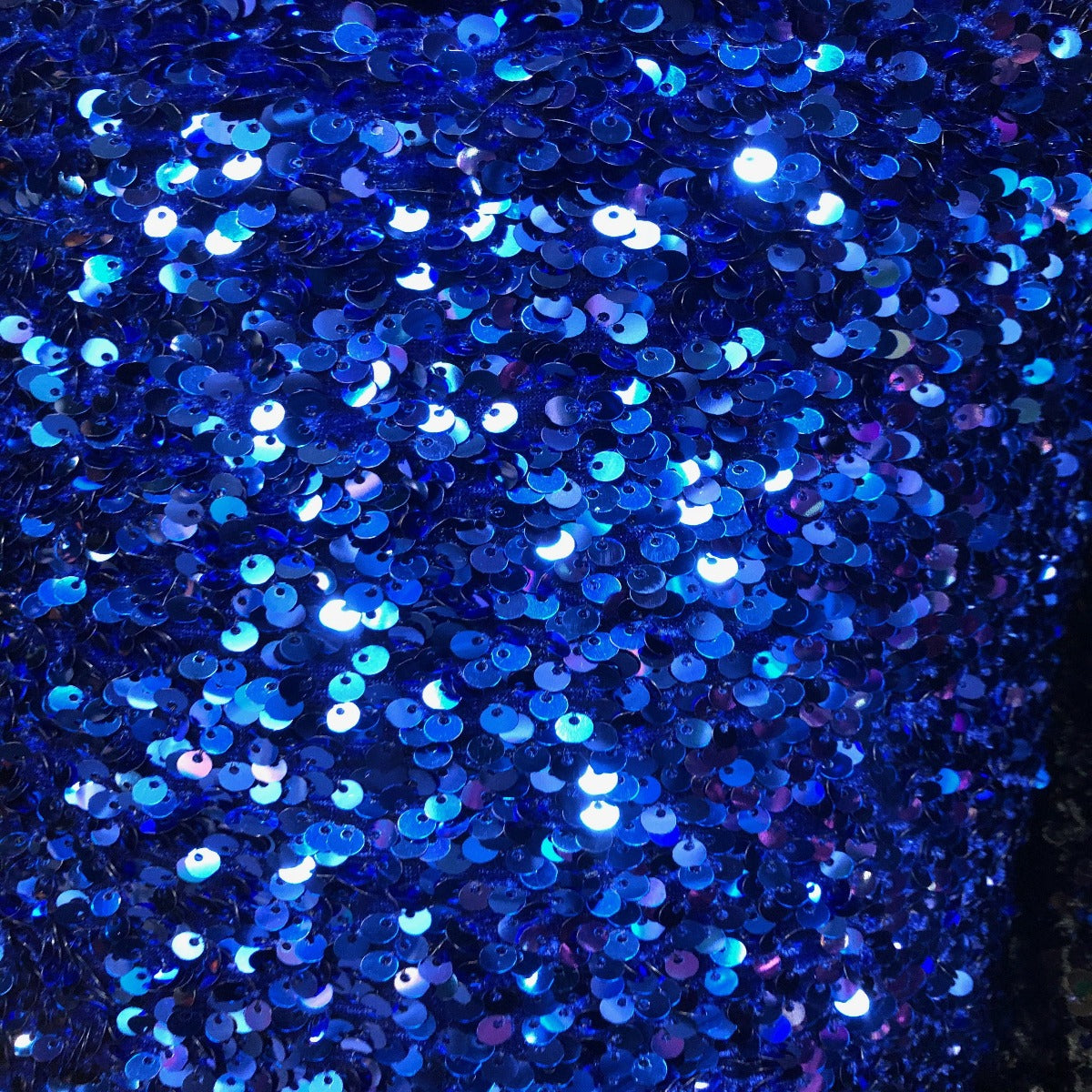 Royal Blue Sequins Embroidered Stretch Velvet Rodeo Fabric
