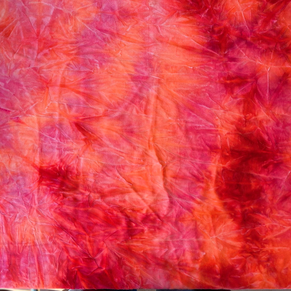 Red Orange Tie Dye Stretch Velvet Fabric - Fashion Fabrics LLC