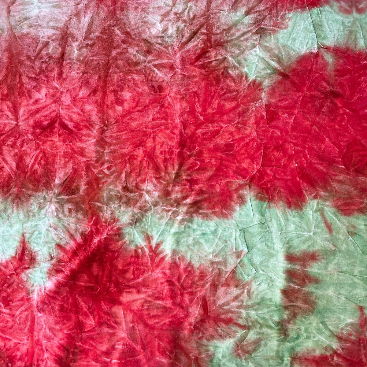 Red Green Tie Dye Stretch Velvet Fabric - Fashion Fabrics LLC