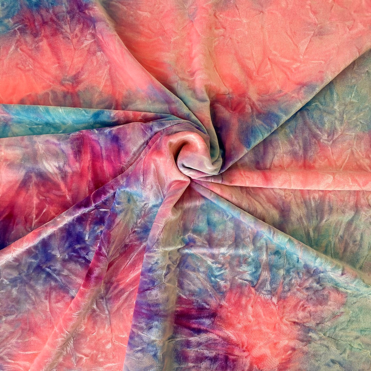 Light Blue Light Pink Tie Dye Stretch Velvet Fabric - Fashion Fabrics LLC