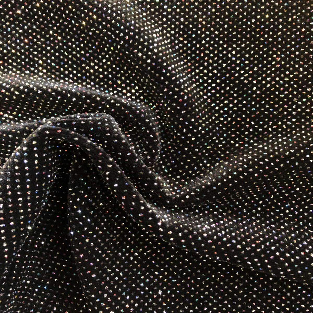 Iridescent Silver Sparkle Glitter Lurex Stretch Velvet Fabric - Fashion Fabrics Los Angeles
