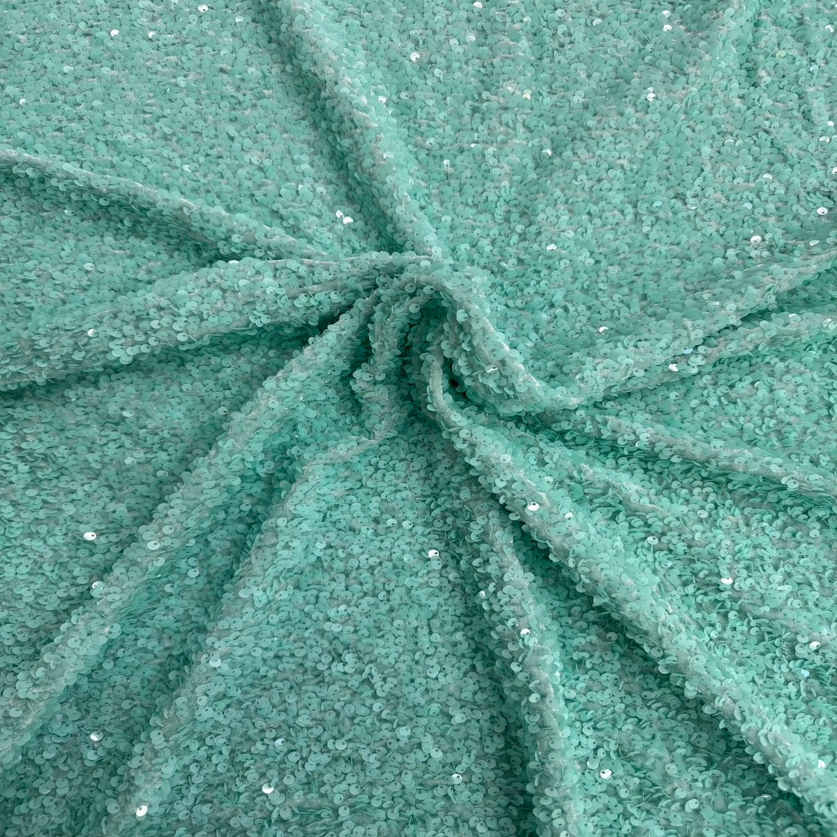 Mist Green Sequins Embroidered Stretch Velvet Rodeo Fabric