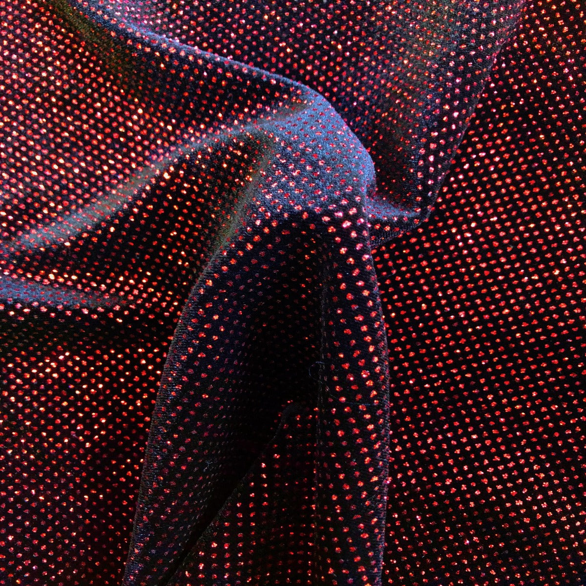 Red Sparkle Glitter Lurex Stretch Velvet Fabric - Fashion Fabrics Los Angeles