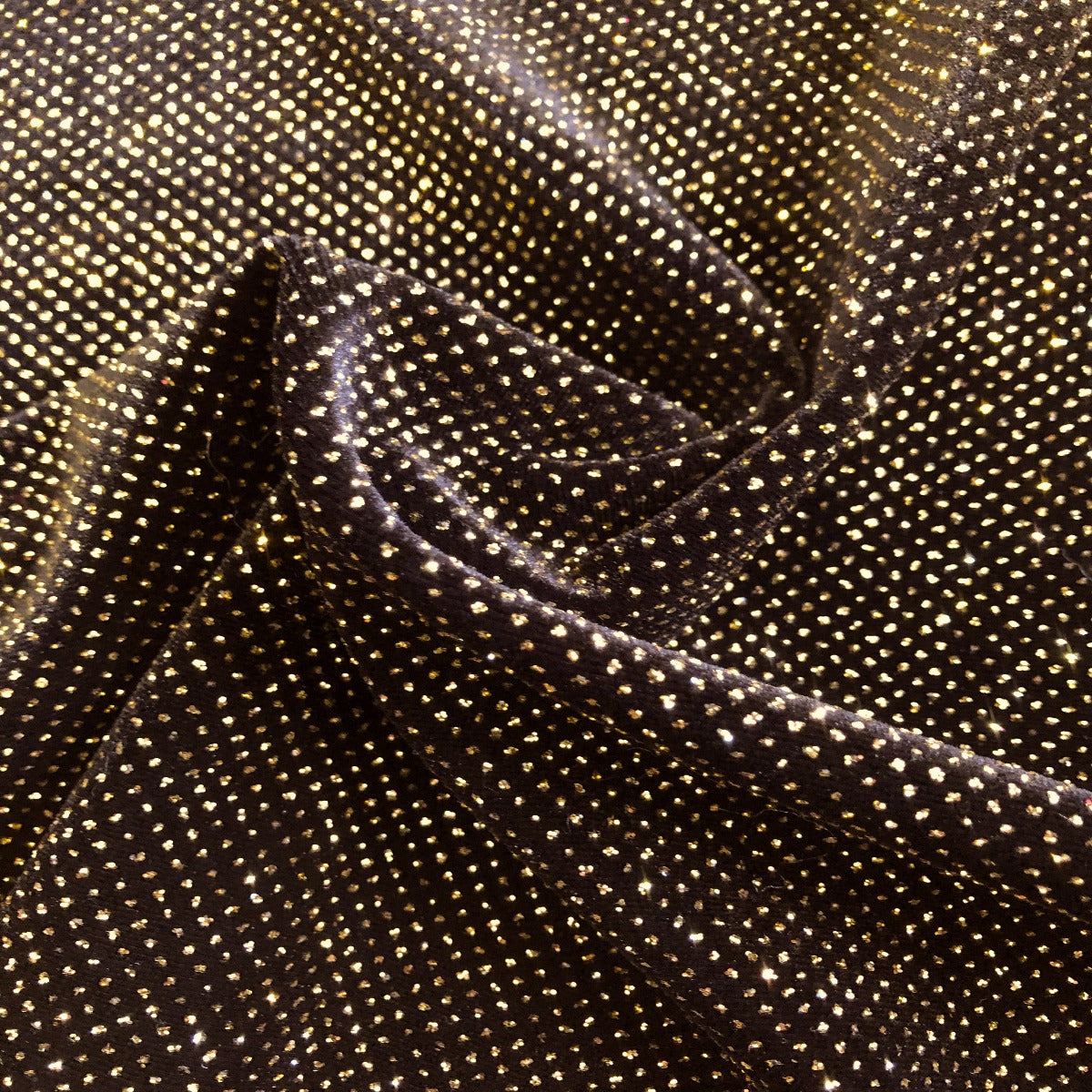 Gold Sparkle Glitter Lurex Stretch Velvet Fabric - Fashion Fabrics Los Angeles