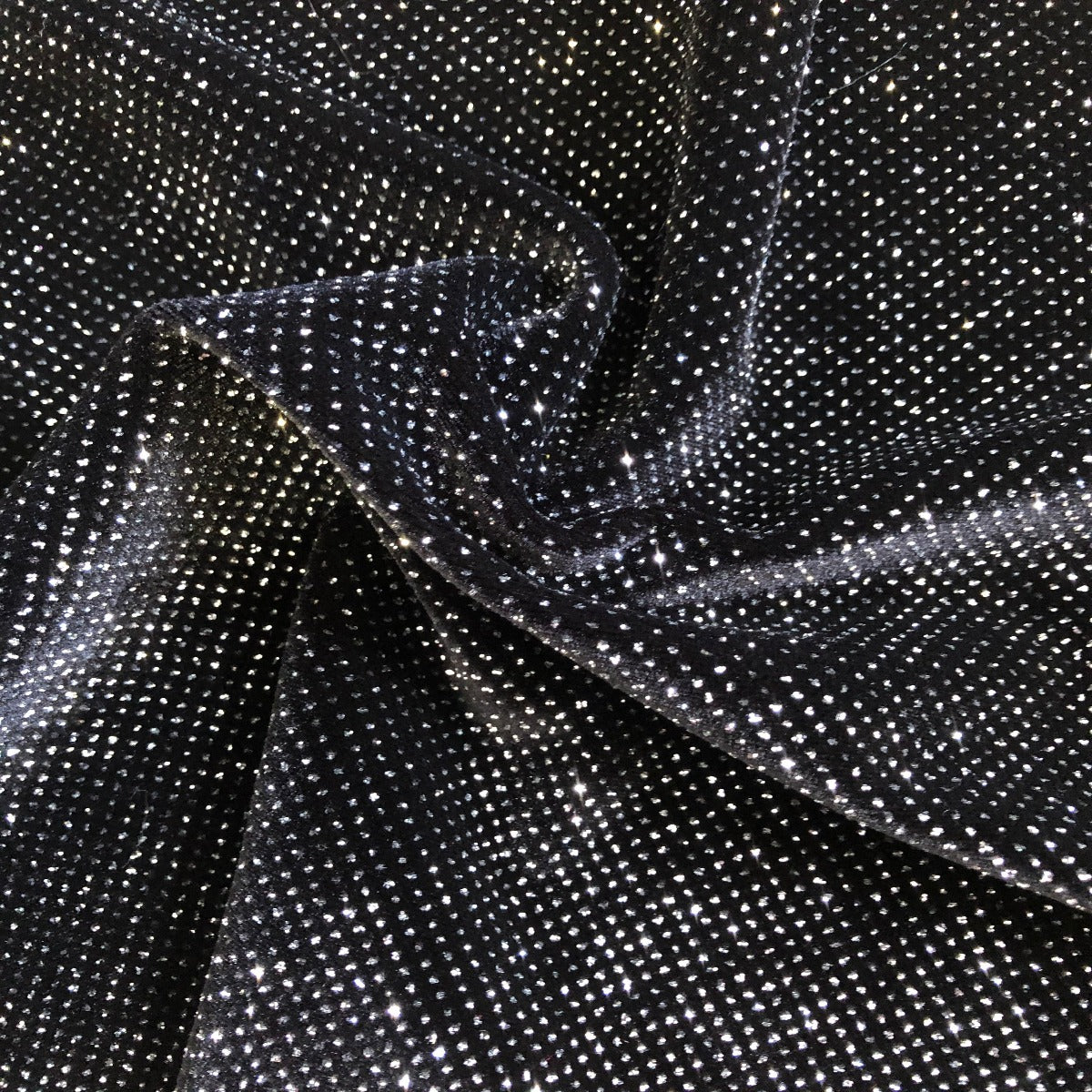 Silver Sparkle Glitter Lurex Stretch Velvet Fabric - Fashion Fabrics Los Angeles