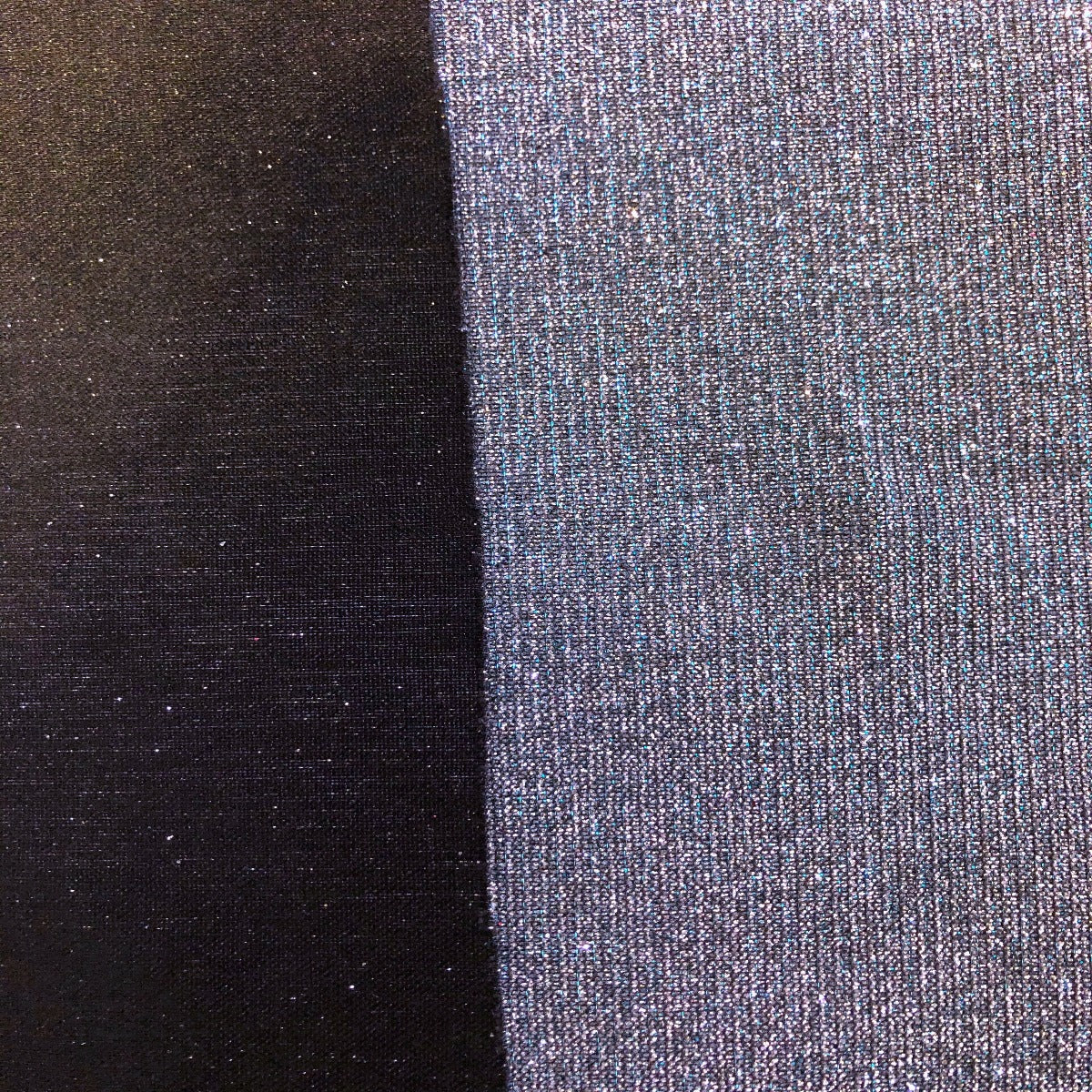 Turquoise Black Silver Holographic Shimmer Glitter Spandex Fabric - Fashion Fabrics Los Angeles