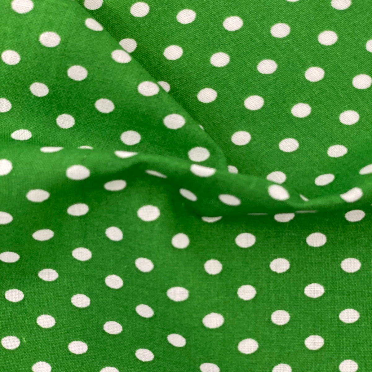 Green White Mini Polka Dot Poly Cotton Fabric - Fashion Fabrics LLC