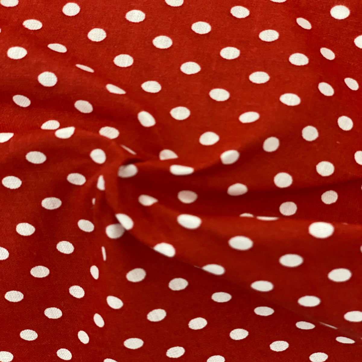 Red White Mini Polka Dot Poly Cotton Fabric - Fashion Fabrics LLC