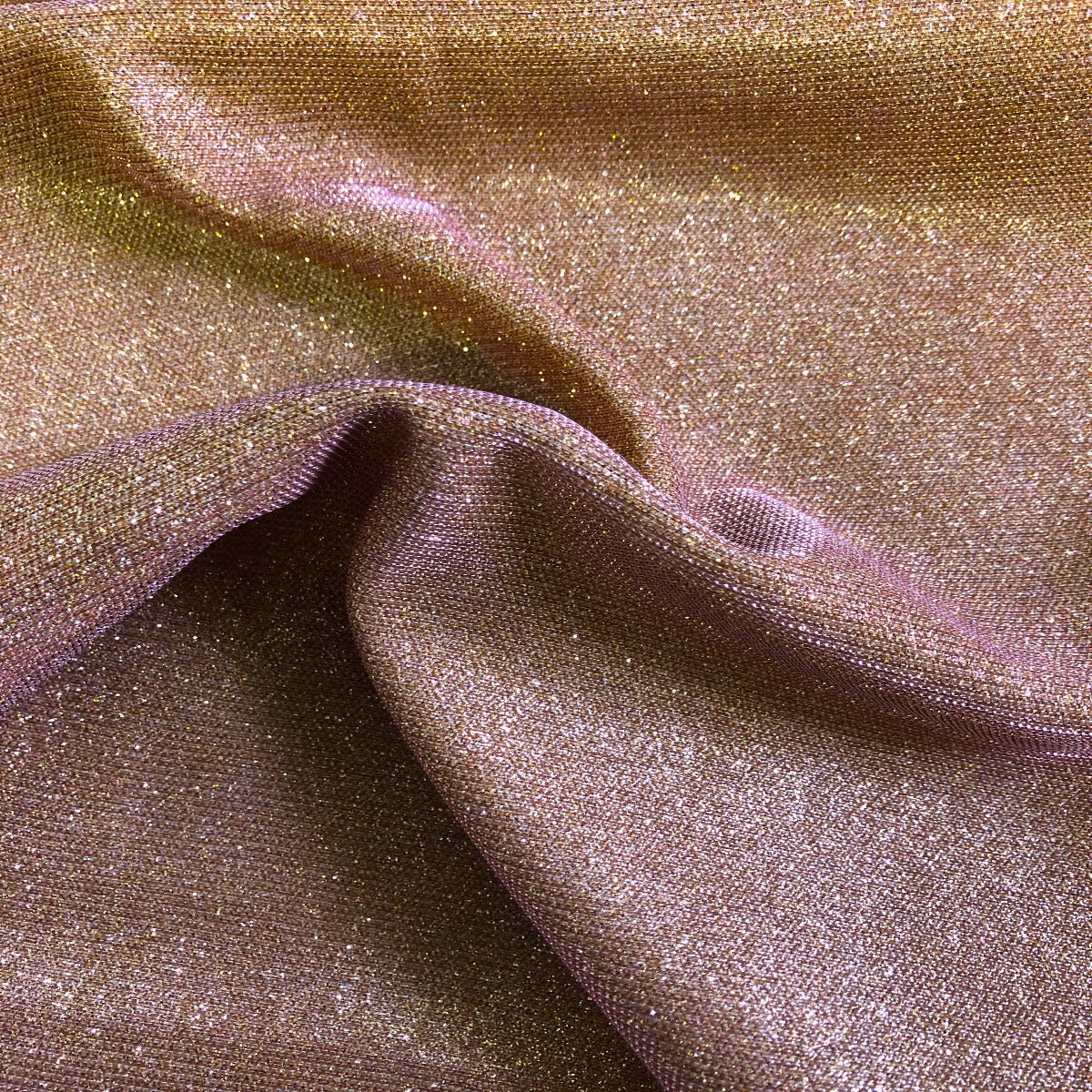 Dusty Pink Gold Holographic Shimmer Glitter Spandex Fabric - Fashion Fabrics Los Angeles