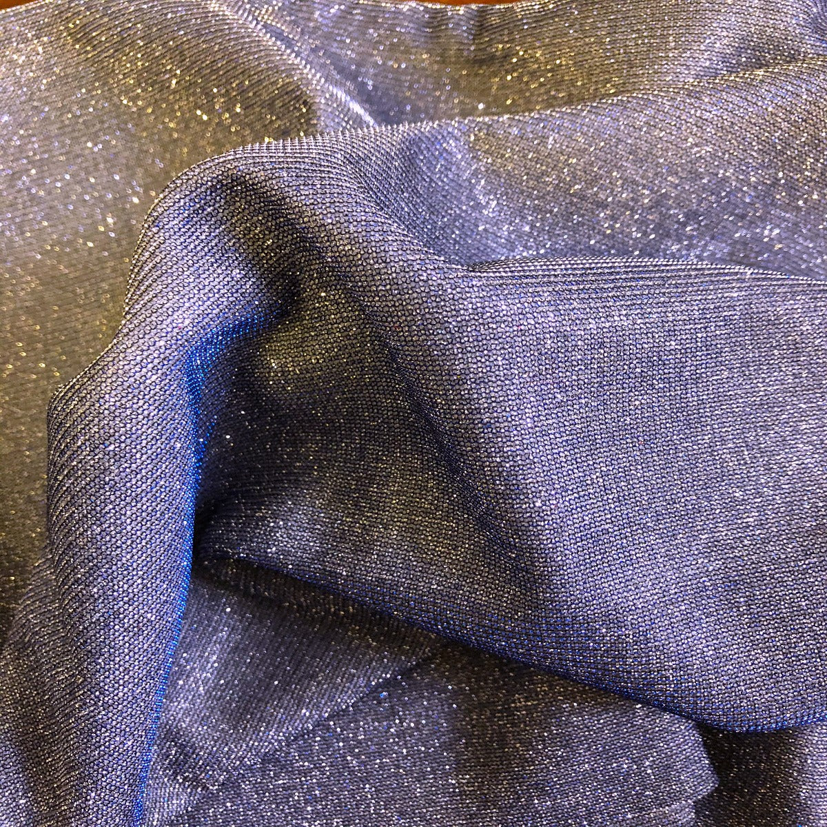Silver Royal Blue Holographic Shimmer Glitter Spandex Fabric - Fashion Fabrics Los Angeles