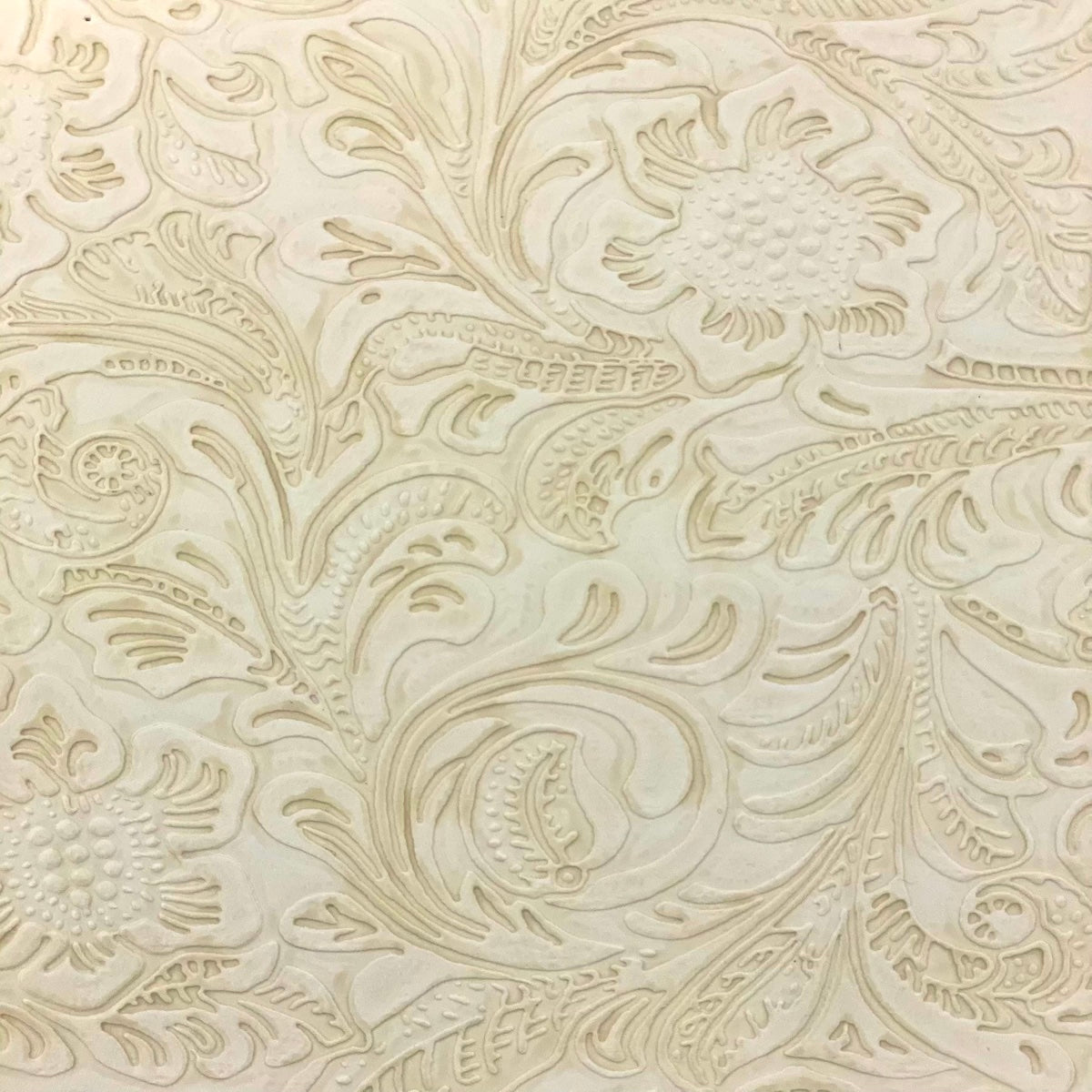 Beige Western Floral PU Faux Leather Vinyl Fabric - Fashion Fabrics LLC