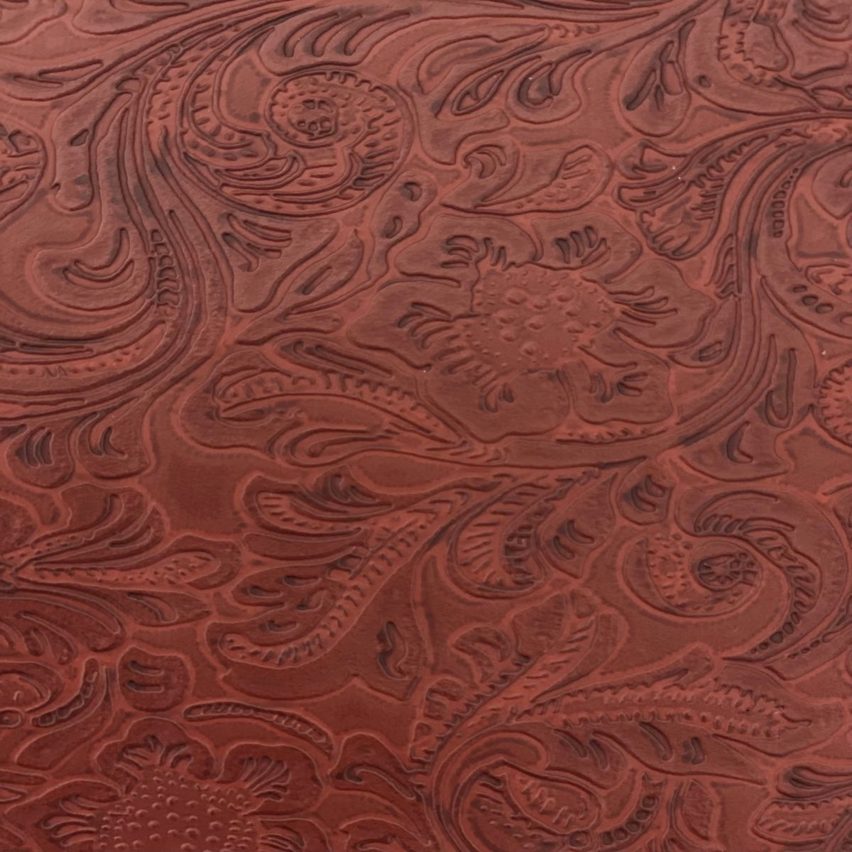 Dark Red Western Floral PU Faux Leather Vinyl Fabric - Fashion Fabrics LLC
