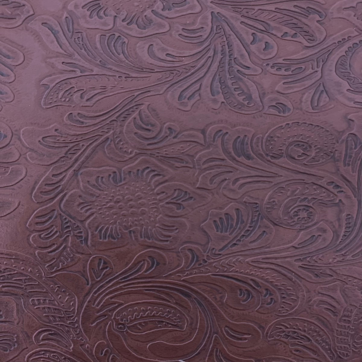 Brown Western Floral PU Faux Leather Vinyl Fabric - Fashion Fabrics LLC