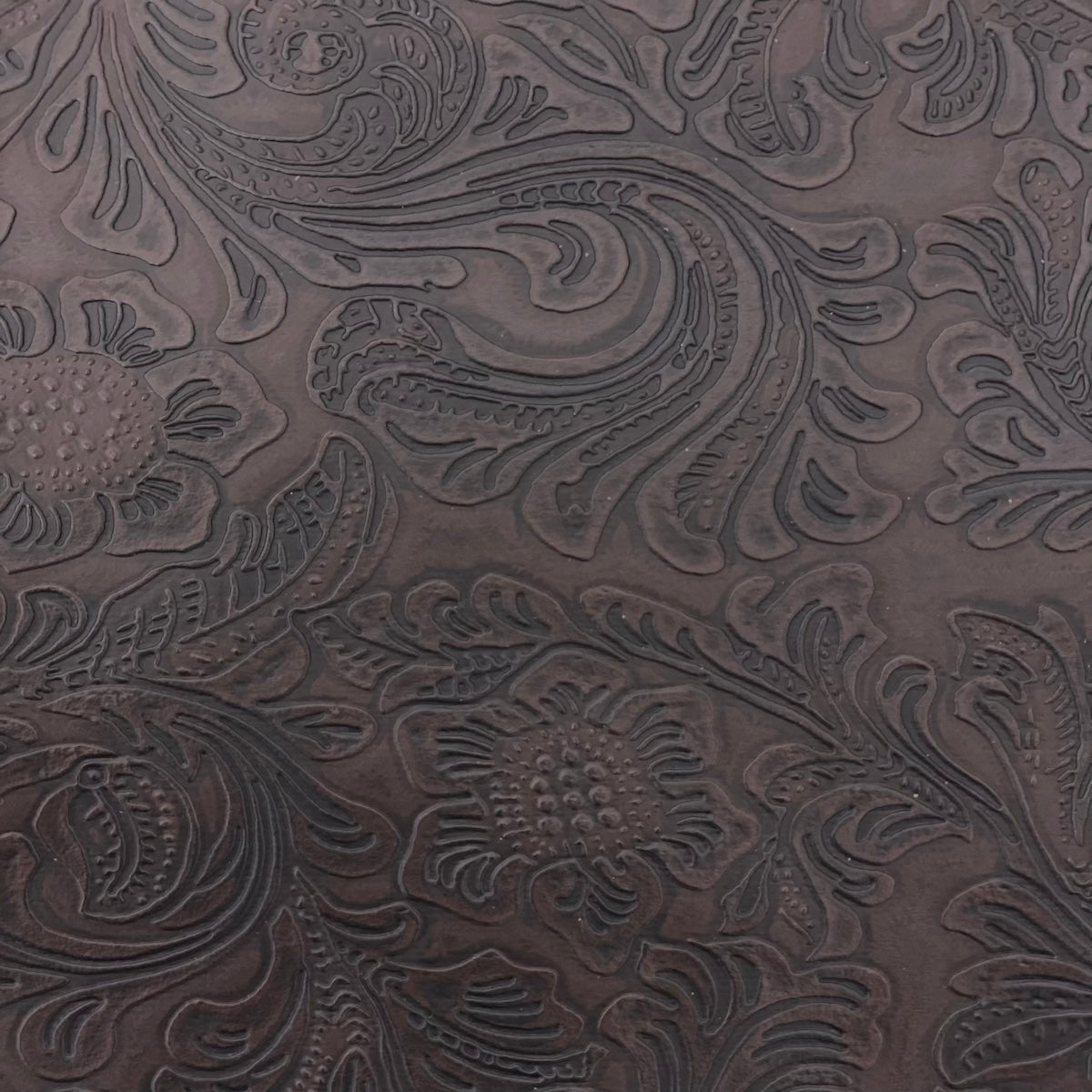 Dark Brown Western Floral PU Faux Leather Vinyl Fabric - Fashion Fabrics LLC