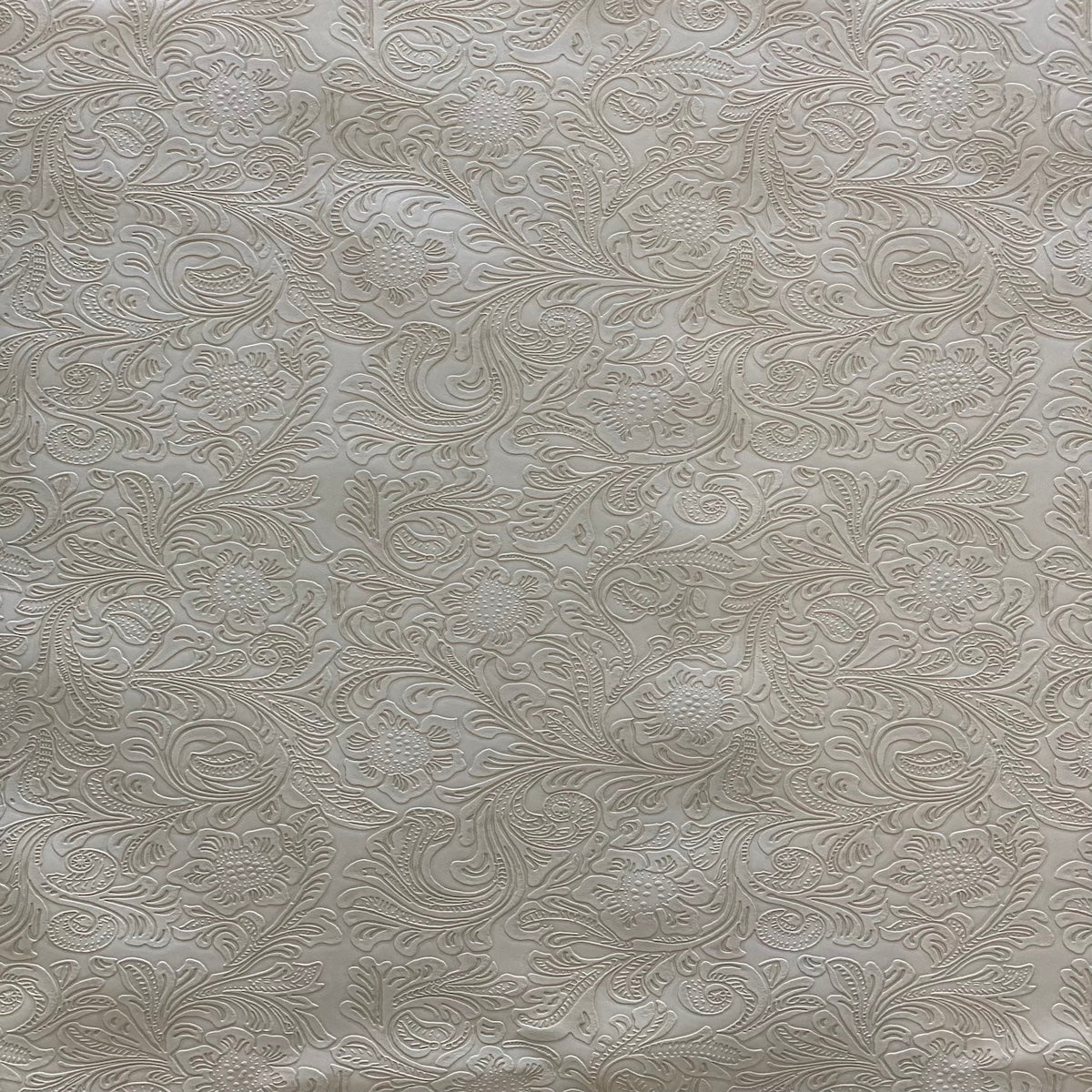 Beige Western Floral PU Faux Leather Vinyl Fabric - Fashion Fabrics LLC