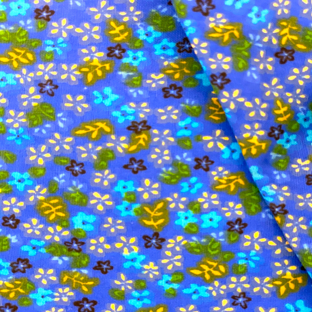 Blue Multi Color Small Floral Print Poly Cotton Fabric - Fashion Fabrics LLC