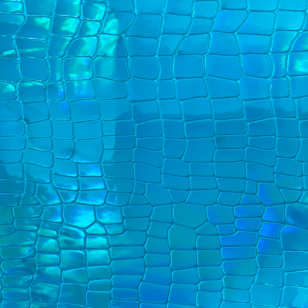 Turquoise Blue Iridescent Faux Crocodile Vinyl Fabric - Fashion Fabrics LLC