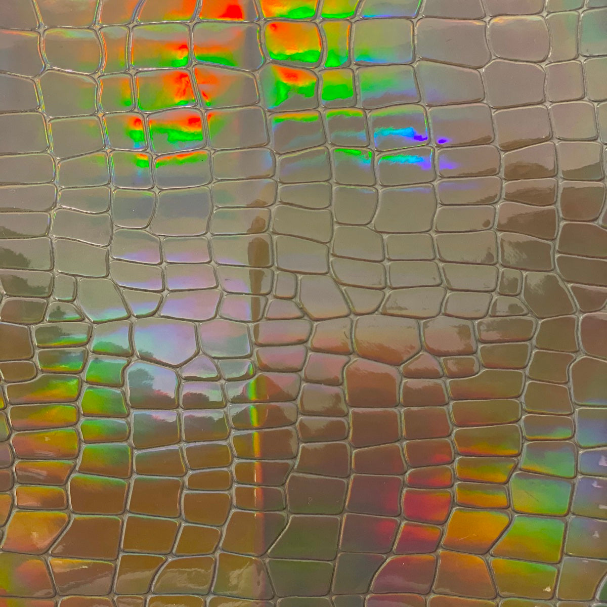 Charcoal Gray Iridescent Faux Crocodile Vinyl Fabric - Fashion Fabrics LLC