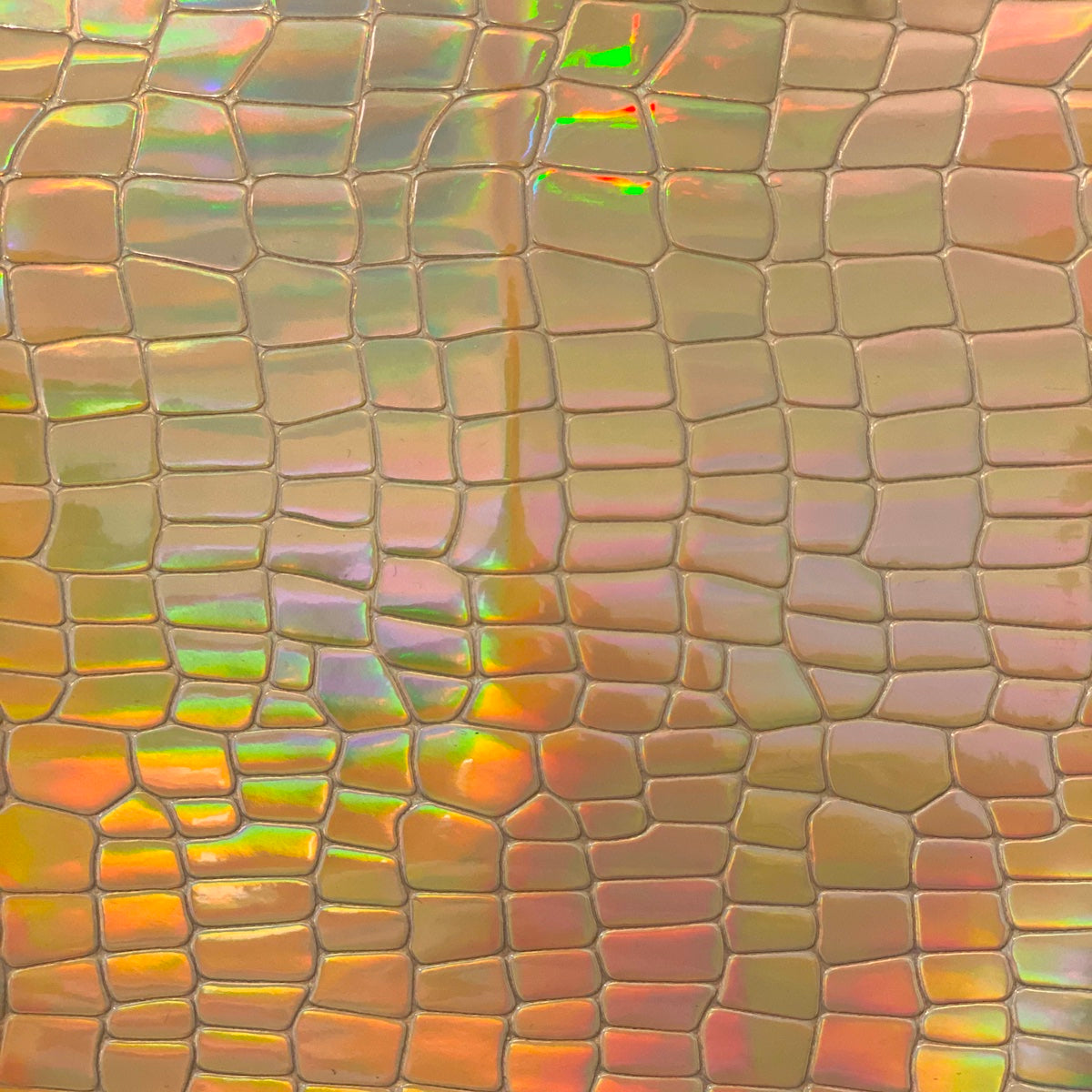 Gold Iridescent Faux Crocodile Vinyl Fabric - Fashion Fabrics LLC