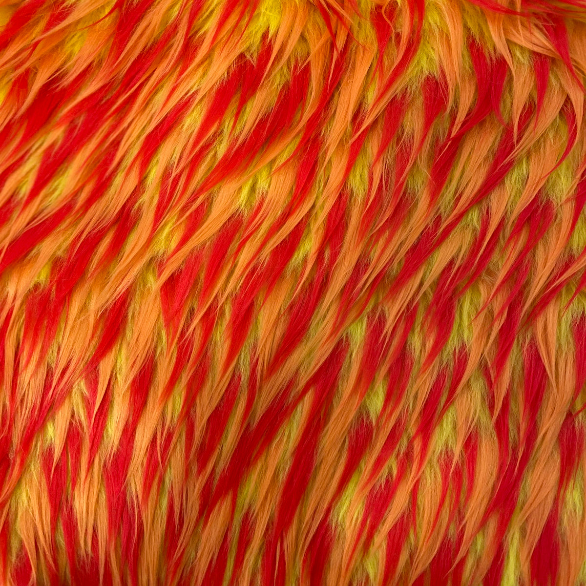 Yellow Red Orange Three Spike Shaggy Faux Fur Fabric - Fashion Fabrics LLC