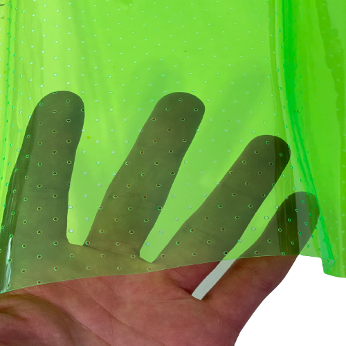 Lime Green Perforated Tinted PVC Marine Clear Vinyl Fabric - Fashion Fabrics LLC