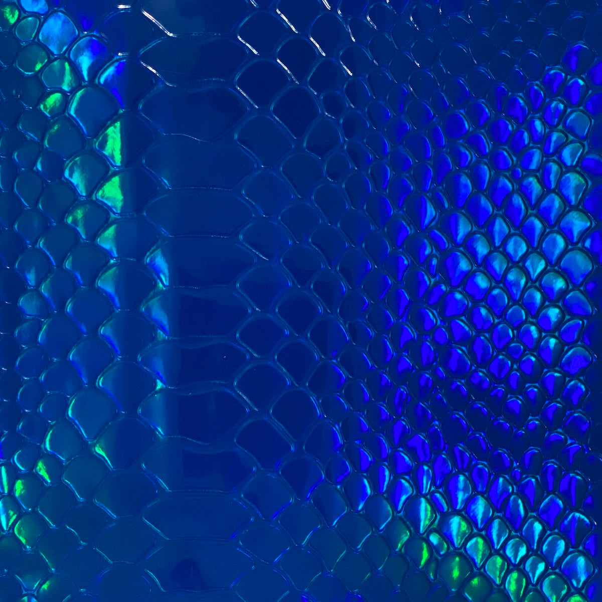Royal Blue Iridescent Viper Sopythana Snakeskin Vinyl Fabric - Fashion Fabrics LLC