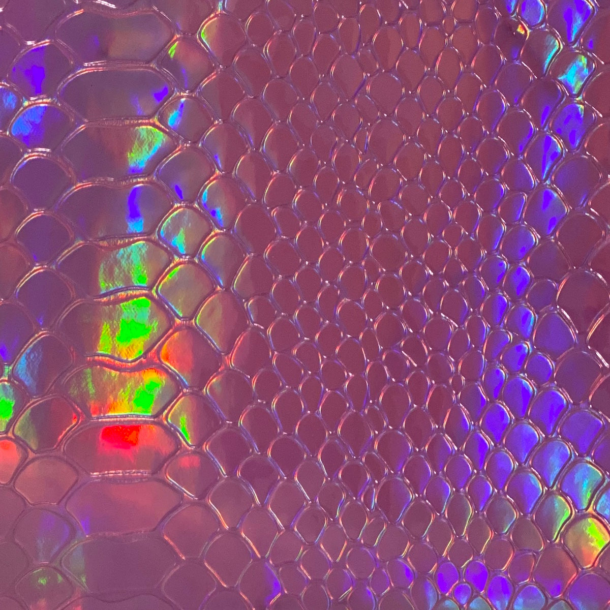 Pink Iridescent Viper Sopythana Snakeskin Vinyl Fabric - Fashion Fabrics LLC