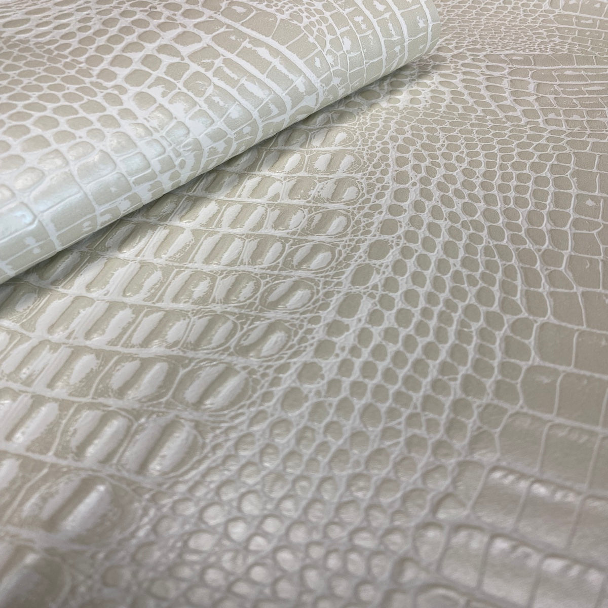 Ivory Marine Gator Vinyl Fabric - Fashion Fabrics LLC