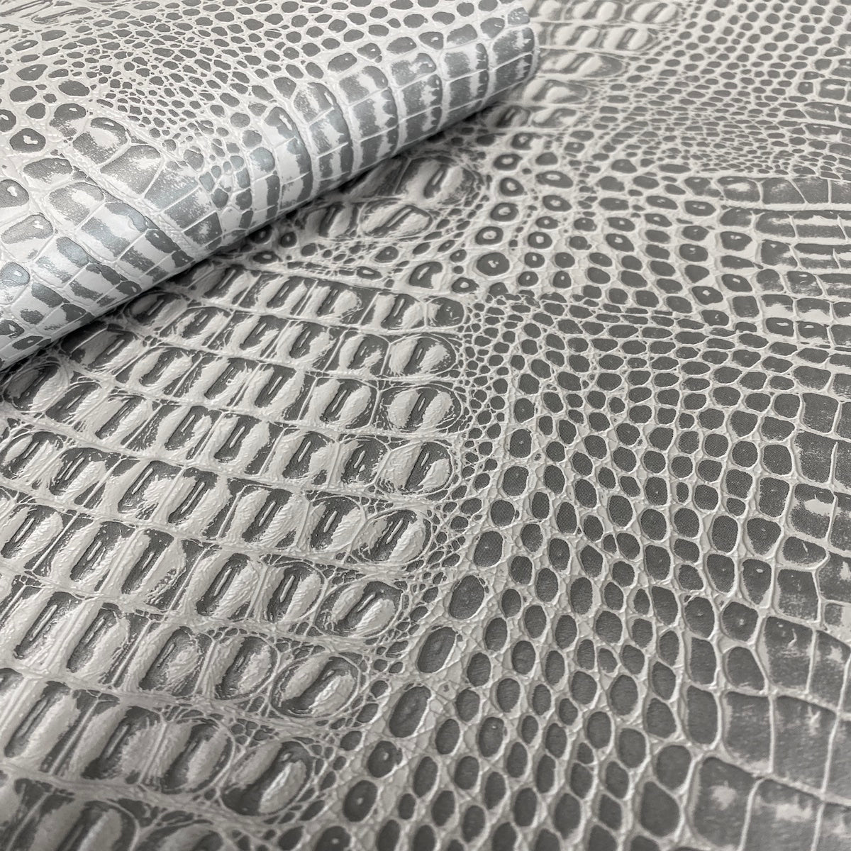 Charcoal Gray Marine Gator Vinyl Fabric - Fashion Fabrics LLC