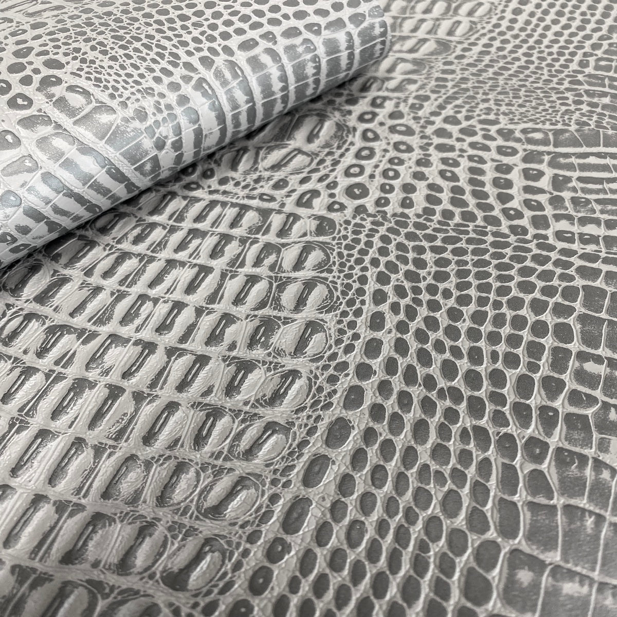 Charcoal Gray Marine Gator Vinyl Fabric - Fashion Fabrics LLC