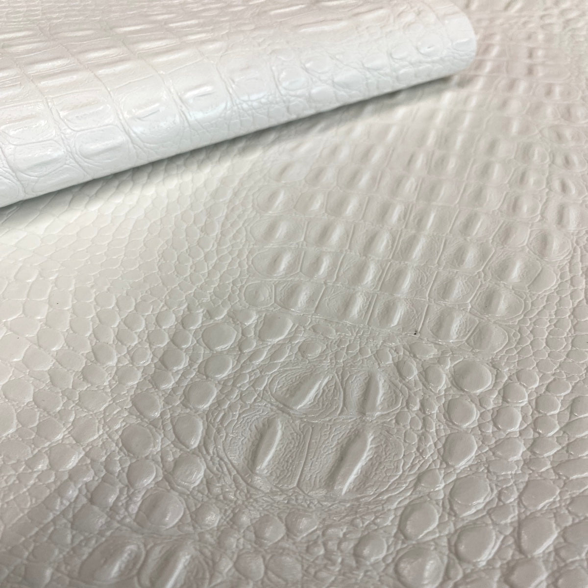 White Marine Gator Vinyl Fabric - Fashion Fabrics LLC