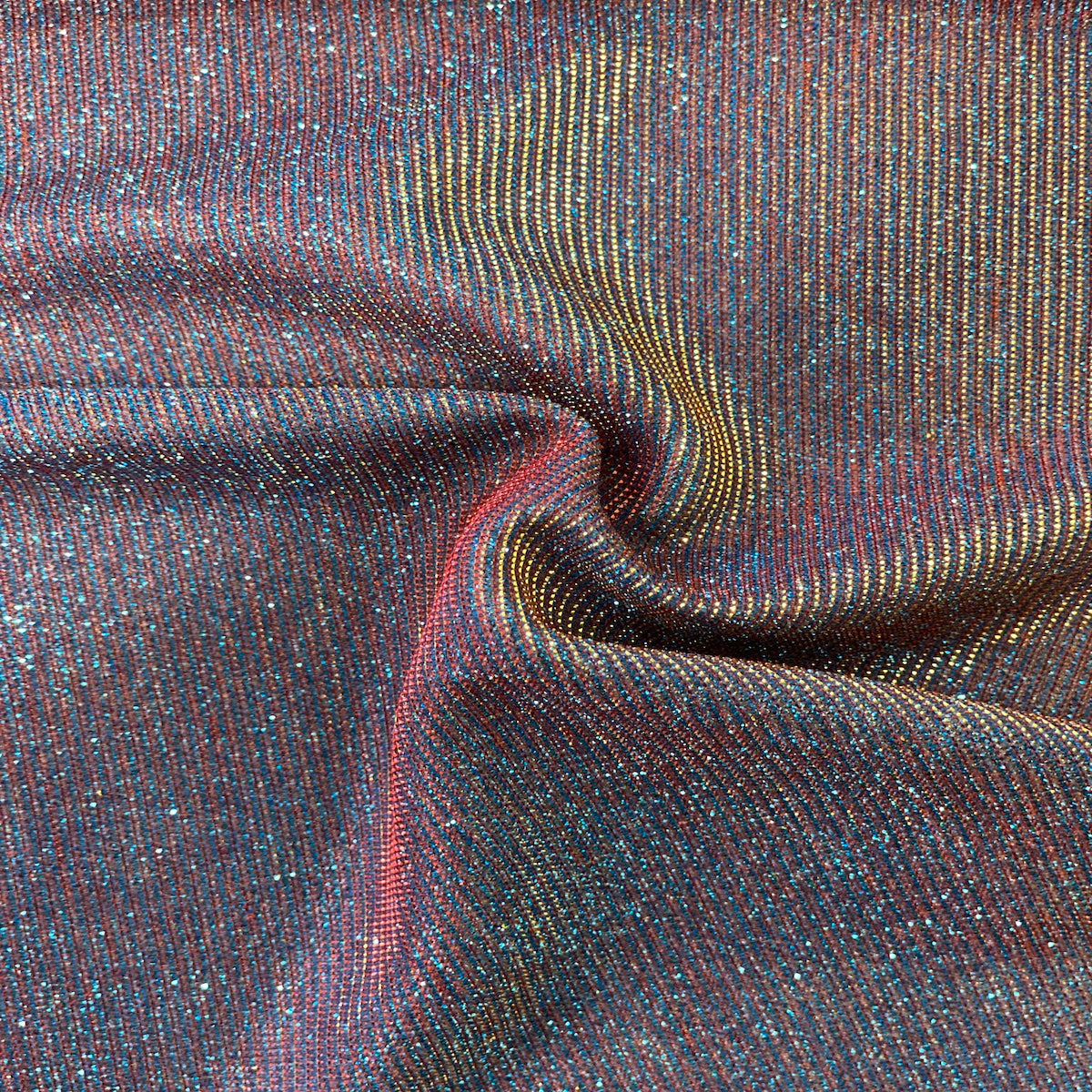 Red Blue Gold Holographic Shimmer Glitter Spandex Fabric - Fashion Fabrics LLC