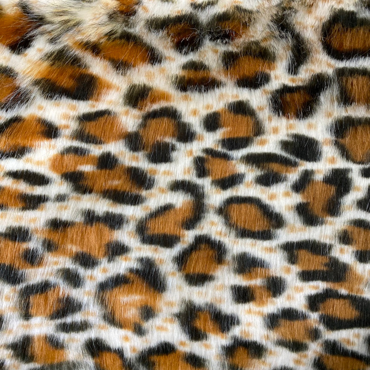 Gold Galactic Leopard Print Long Pile Faux Fur Fabric - Fashion Fabrics LLC