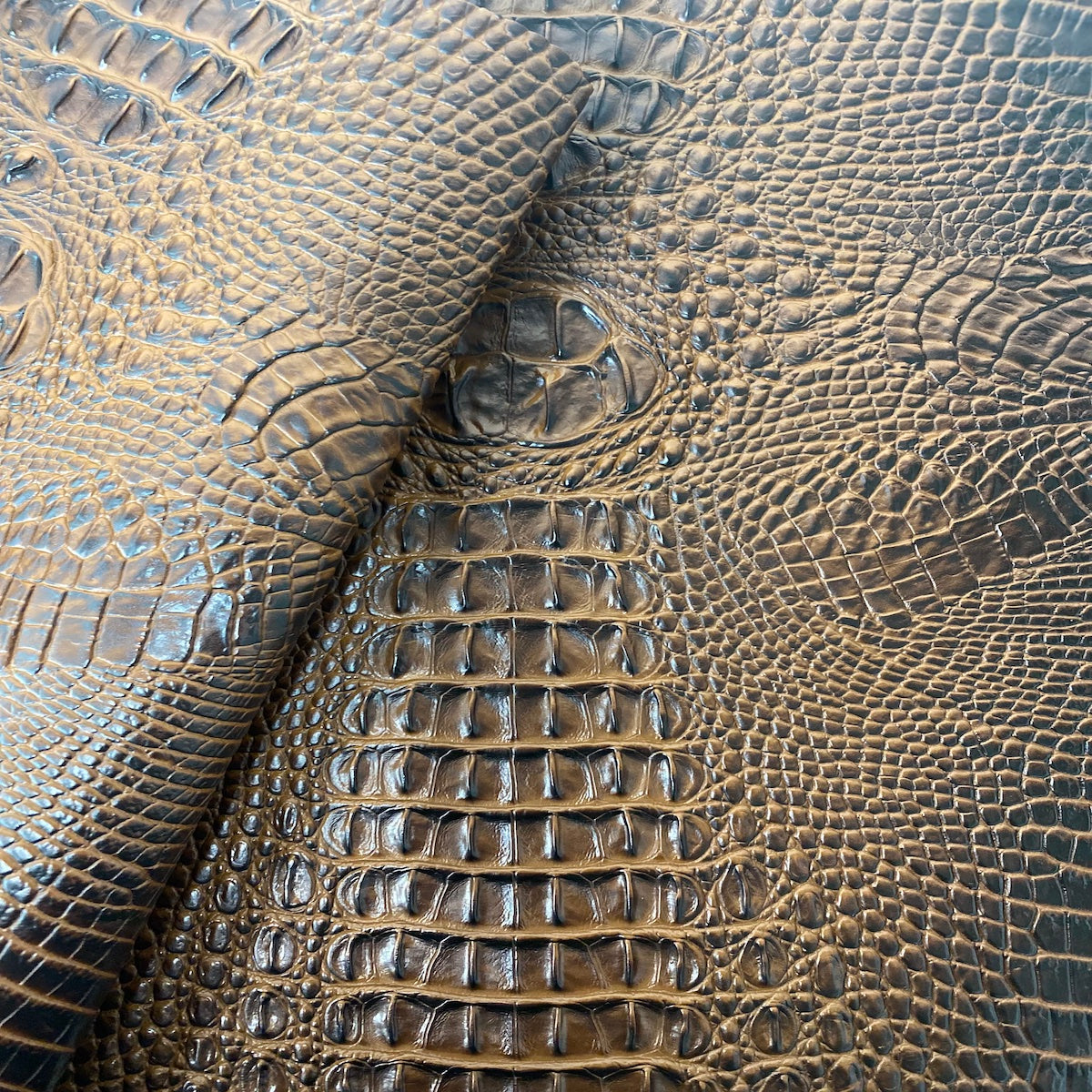 Brown Amazon 3D Embossed Gator Faux Leather Vinyl Fabric - Fashion Fabrics LLC